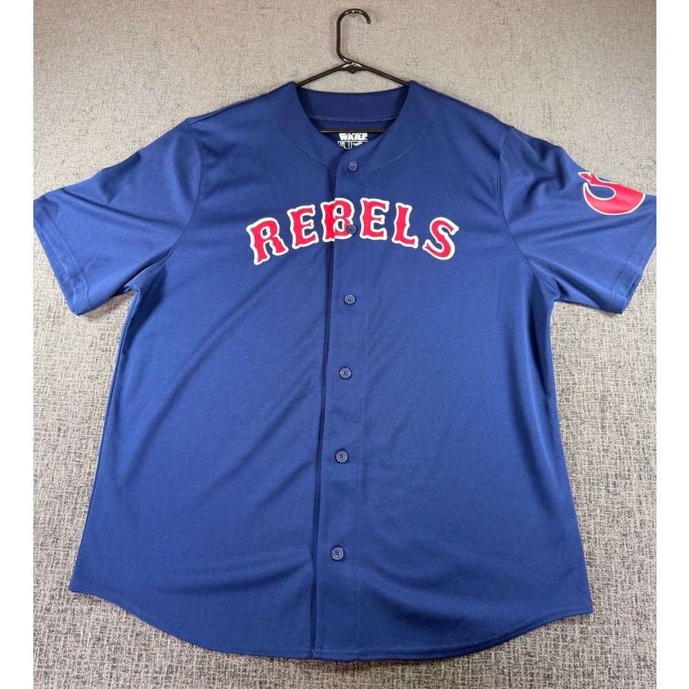 Star Wars Rebels Baseball Jersey Navy Blue Mad Engine Number 77 Mens XL